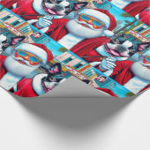 Niedlich Boston Terrier Santa Clause Weihnachtsdes Geschenkpapier (Ecke)