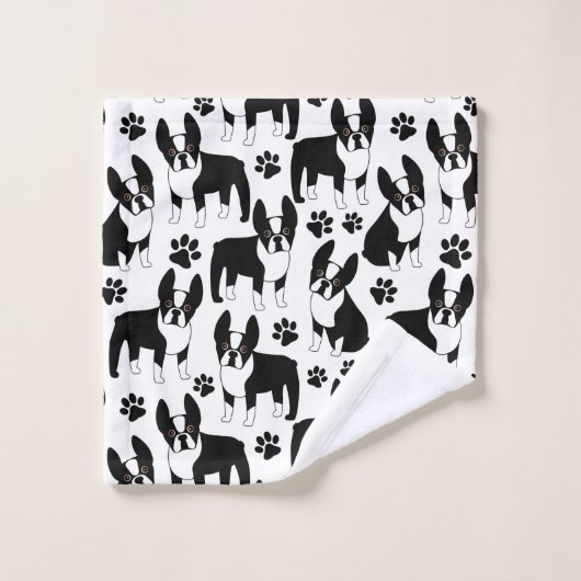 Niedlich Boston Terriers Black and White Badhandtuch Set (Waschlappen)