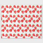 Niedlich Botanical Girly Trendy Strawberry Geburts Geschenkpapier (Flach)