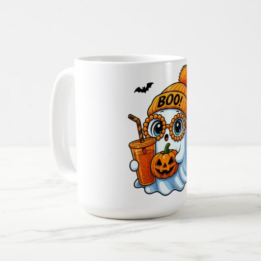 Niedlich-Bougee-Ghost-Halloween Kaffeetasse (Vorderseite Links)