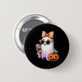 Niedlich Bougie Ghost Kaffee Pumpkin Spooky Season Button (Vorne & Hinten)