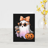 Niedlich Bougie Ghost Kaffee Pumpkin Spooky Season Karte (Gelbe Blume)