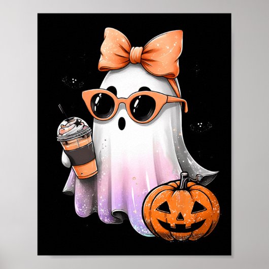 Niedlich Bougie Ghost Kaffee Pumpkin Spooky Season Poster (Vorne)