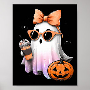 Niedlich Bougie Ghost Kaffee Pumpkin Spooky Season Poster