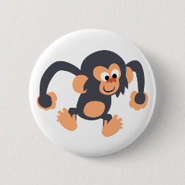 Niedlich Bouncy Cartoon Chimpanzee Button Abzeiche