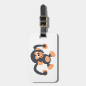 Niedlich Bouncy Cartoon Chimpanzee Gepäckmarke Gepäckanhänger (Vorderseite vertikal)