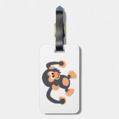 Niedlich Bouncy Cartoon Chimpanzee Gepäckmarke Gepäckanhänger (Rückseite vertikal)