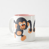 Niedlich Bouncy Cartoon Chimpanzee Tasse (Vorderseite Links)