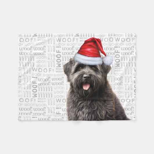Niedlich Bouvier Flanders Cattle Dog Weihnachtsfei Fleecedecke (Vorderseite (Horizontal))