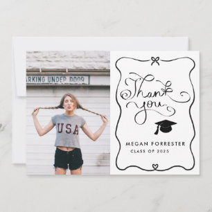 Niedlich Bow Abschluss Handgeschriebene Dankeschön Dankeskarte