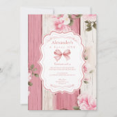 Niedlich Bow Floral Extravagant ONE Girl 1. Geburt Einladung (Vorderseite)