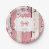 Niedlich Bow Floral Extravagant ONE Girl 1. Geburt Pappteller (Vorderseite)