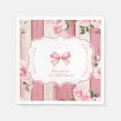 Niedlich Bow Floral Extravagant ONE Girl 1. Geburt Serviette (Vorderseite)