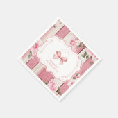 Niedlich Bow Floral Extravagant ONE Girl 1. Geburt Serviette (Ecke)