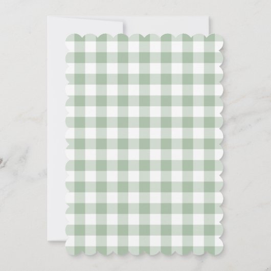 Niedlich Bow Pastel Green Gingham Karo Pattern Einladung (Rückseite)