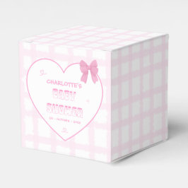 Niedlich Bow Pastel Pink Gingham Baby Dusche Geschenkschachtel