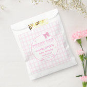 Niedlich Bow Pastel Pink Gingham Baby Dusche Geschenktütchen (Versiegelt)
