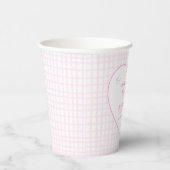 Niedlich Bow Pastel Pink Gingham Baby Dusche Pappbecher (Rechts)
