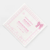 Niedlich Bow Pastel Pink Gingham Baby Dusche Serviette (Ecke)