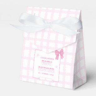 Niedlich Bow Pastel Pink Gingham Baby Showzelt Geschenkschachtel