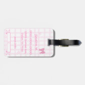 Niedlich Bow Pastel Pink Gingham Gepäckanhänger (Rückseite horizontal)