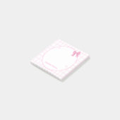 Niedlich Bow Pastel Pink Gingham Post-it Klebezettel (angewinkelt)