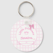 Niedlich Bow Pastel Pink Gingham Schlüsselanhänger (Rückseite)