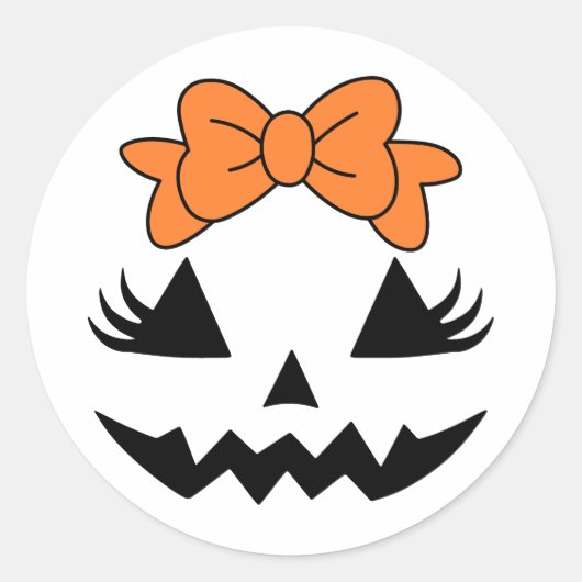 Niedlich Bow Pumpkin-Gesichtsticker Runder Aufkleber (Vorderseite)