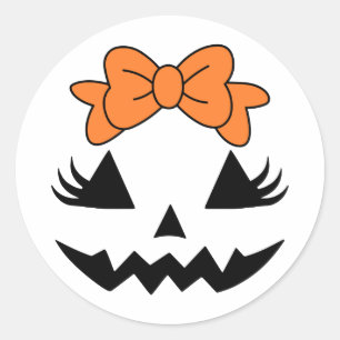 Niedlich Bow Pumpkin-Gesichtsticker Runder Aufkleber