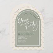 Niedlich Bows Sage Green Gold Foto Graduation Part Einladung (Vorne/Hinten)