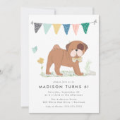 Niedlich Bowtie Mops Geburtstagsparty Einladung (Vorderseite)