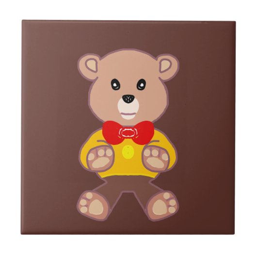 Niedlich Bowtie Teddy Bar Brown Keramik Tile Fliese (Vorderseite)