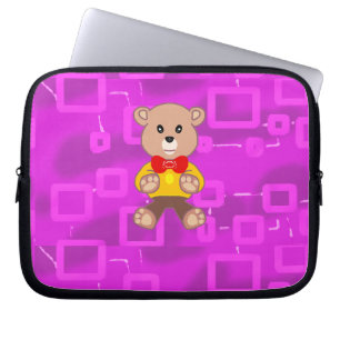 Niedlich Bowtie Teddy Bear Pink Geometric Electron Laptopschutzhülle