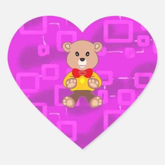 Niedlich Bowtie Teddy Bear Pink Geometric Sticker (Vorderseite)