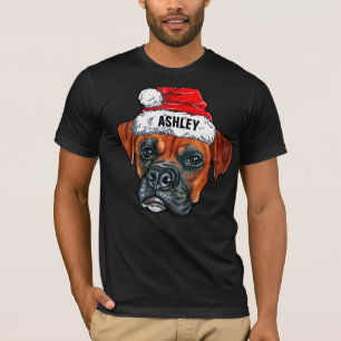 Niedlich Boxer Christmas Hat Dog Big T-Shirt