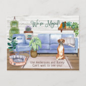 Niedlich Boxer Cosy New Zuhause Moving Ankündigungspostkarte (Vorderseite)