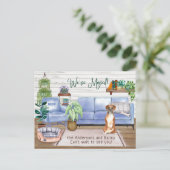 Niedlich Boxer Cosy New Zuhause Moving Ankündigungspostkarte (Stehend Vorderseite)