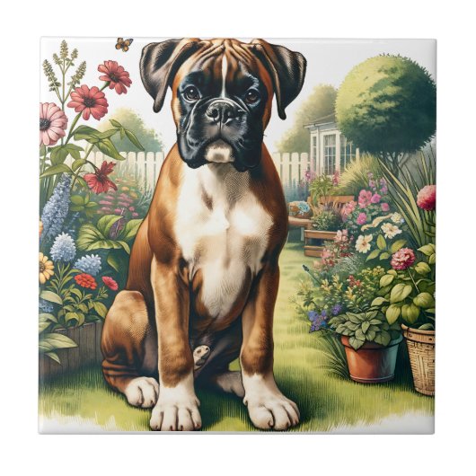 Niedlich Boxer Dog Fliese (Vorderseite)