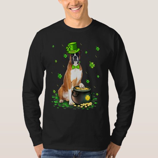 Niedlich Boxer Dog Lover St Patricks Day Kleeblatt T-Shirt (Vorderseite)