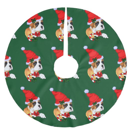Niedlich Boxer Dog Weihnachten Polyester Weihnachtsbaumdecke (Vorderseite)