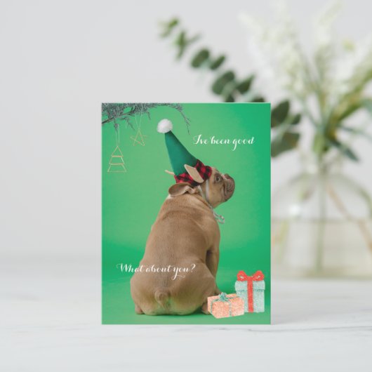 Niedlich Boxer Dog Weihnachten war ich eine gute P Postkarte (Stehend Vorderseite)