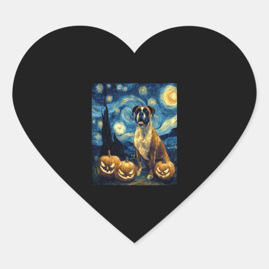 Niedlich Boxer Halloween Kürbislaterne Pumpkin Fac Herz-Aufkleber (Vorderseite)