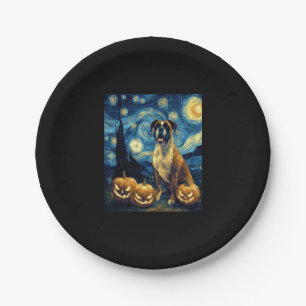 Niedlich Boxer Halloween Kürbislaterne Pumpkin Fac Pappteller