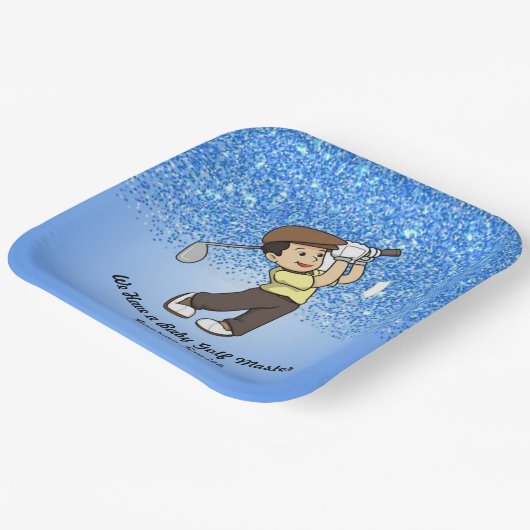 Niedlich Boy Baby Blue Personalizable Golf Master Pappteller (Gewinkelt)