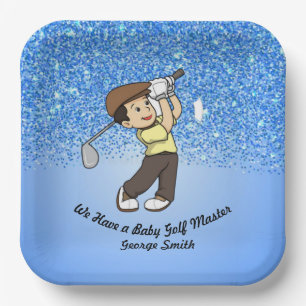 Niedlich Boy Baby Blue Personalizable Golf Master Pappteller