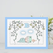 Niedlich Boy Baby Dusche Invites Baby and Bird Einladung (Stehend Vorderseite)