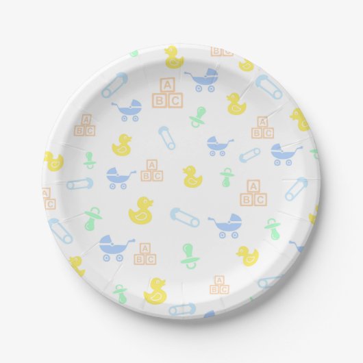 Niedlich Boy Baby Dusche Pappteller (Vorderseite)
