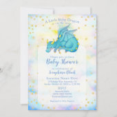 Niedlich Boy Blue Gold Dragon Baby Dusche Einladung (Vorderseite)