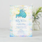 Niedlich Boy Blue Gold Dragon Baby Dusche Einladung (Stehend Vorderseite)
