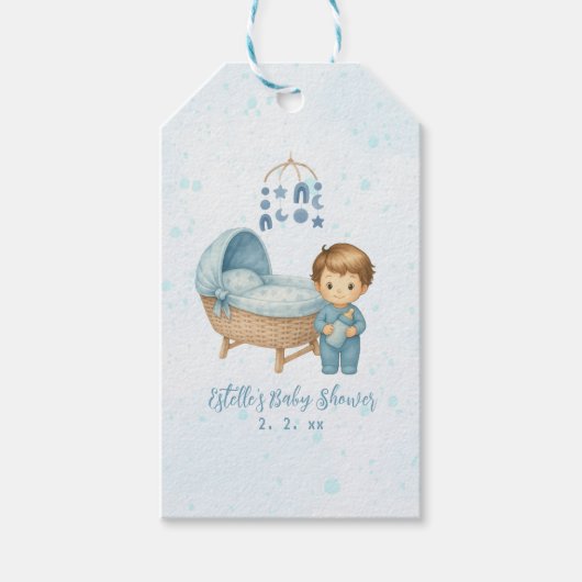 Niedlich Boy Blue Kinderzimmer Baby Dusche Geschenkanhänger (Vorderseite)